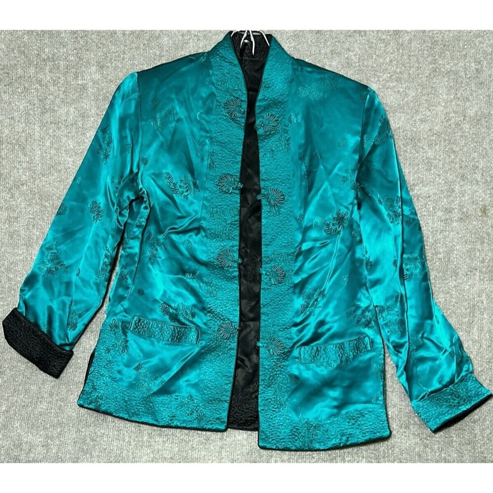Vintage Solz Squirrel Green Floral Reversible Brocade Embroidered Jacket Small‎